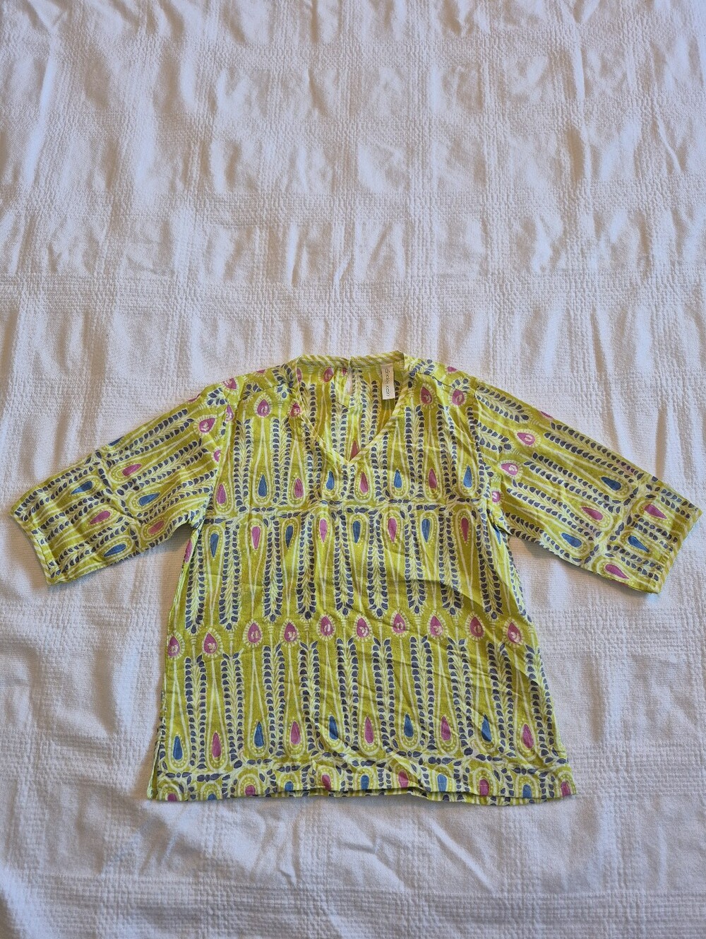 Anokhi koki girls 12 months blouse green pink, blue 3/4 sleeve VVGUC